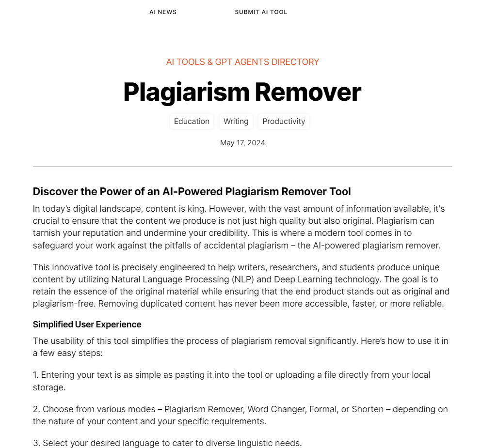 Stork AI Plagiarism Remover