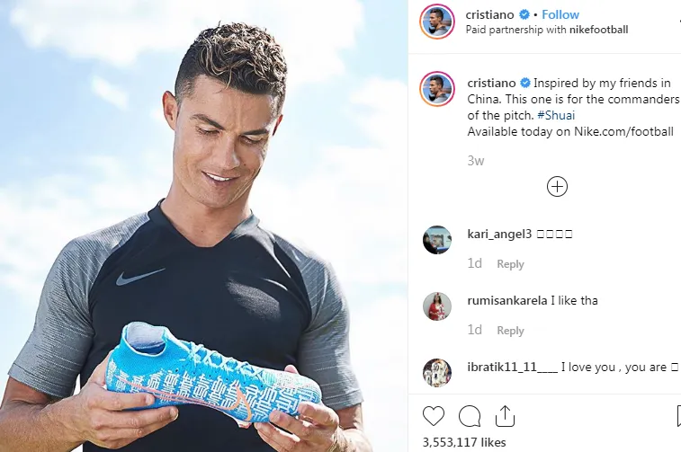 Cristiano Ronaldo social media pay