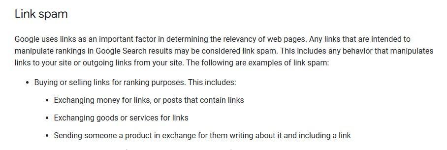 Link Spam guidelines