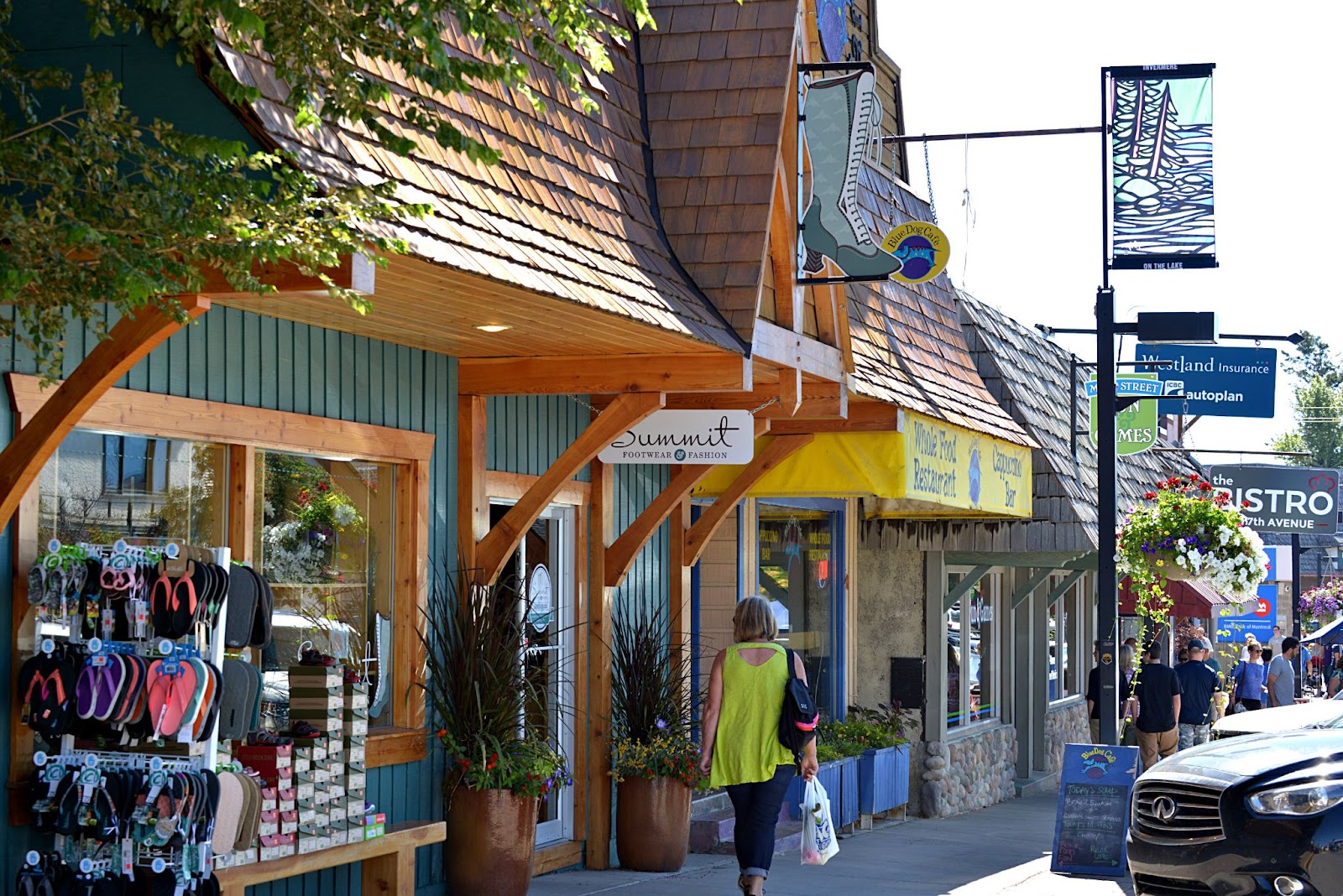 shoppers in downtown invermere