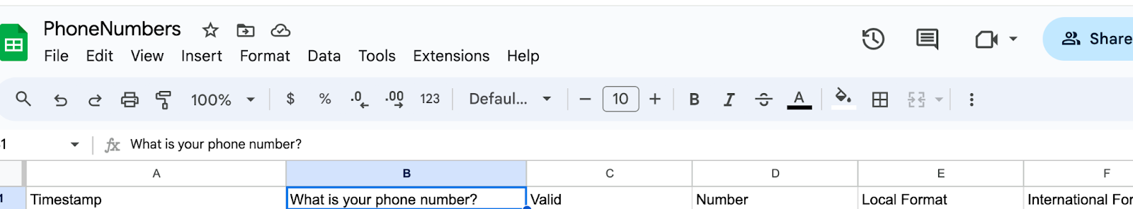 Spreadsheet for automated phone verification workflow