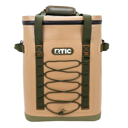 RTIC Backpack Cooler 36 Can, Insulated Portable Soft Cooler Bag Waterproof for Ice, Lunch, Beach, Drink, Beverage, Travel, Camping, Picnic, Car, Hiking, Tan