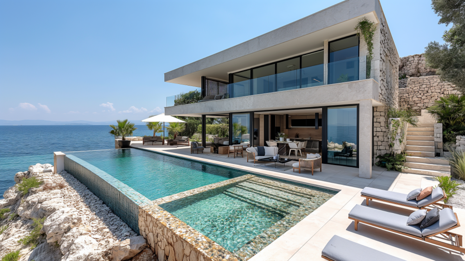 A chic villa with modern interiors and sea views in Split.