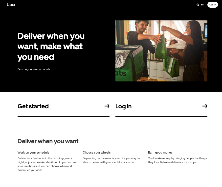 This image shows Uber eats delivery page.