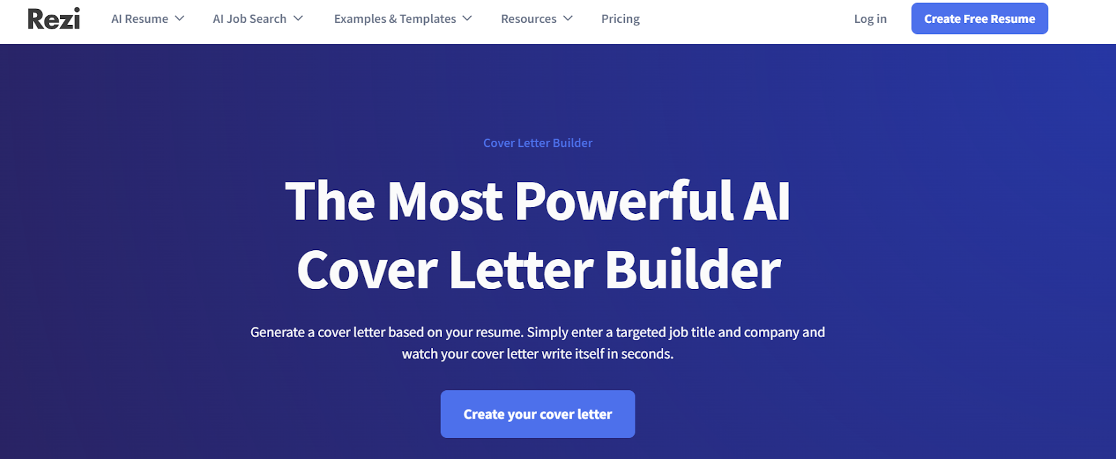 Rezi AI Cover Letter Generator