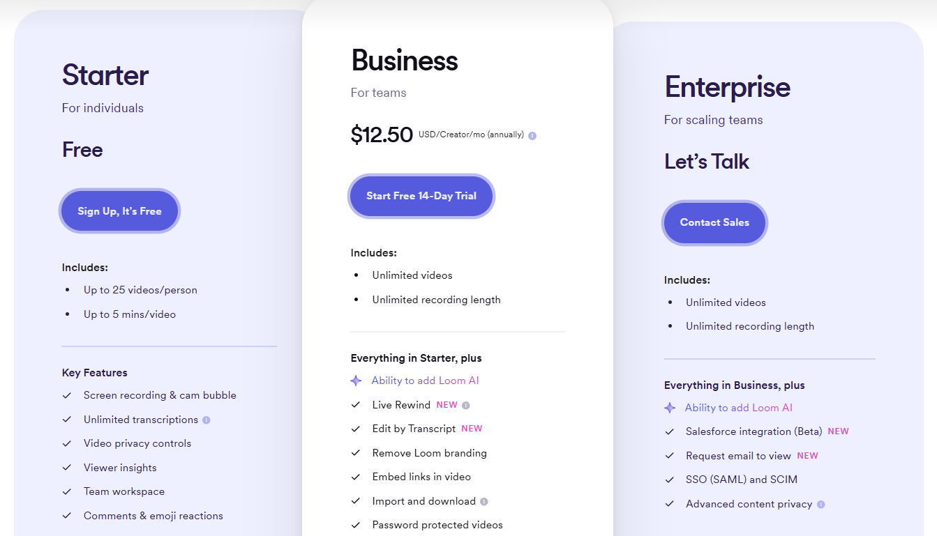 Loom Plans and Pricing  