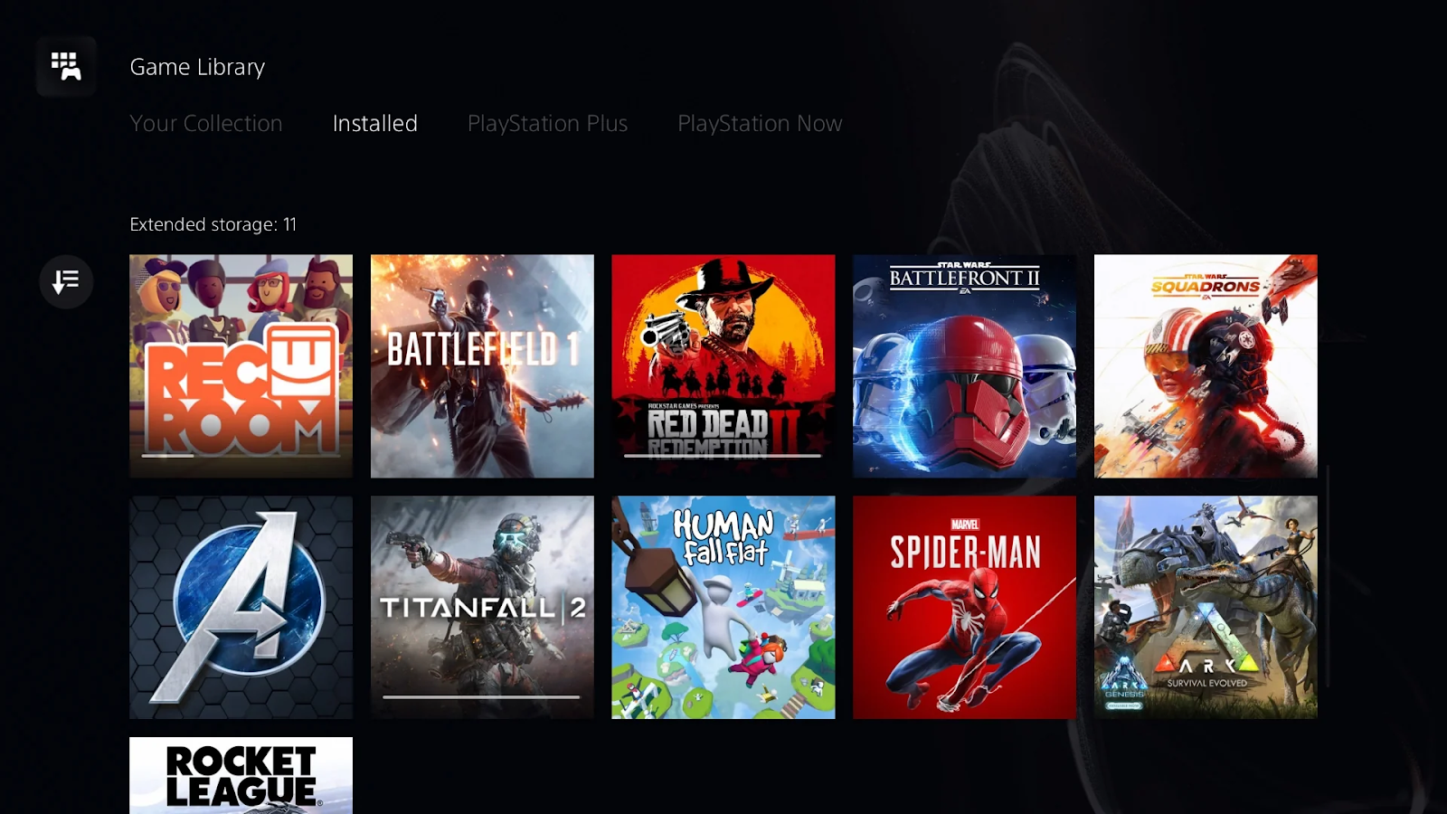 PS5 game library