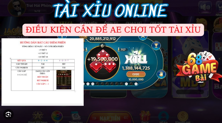 Hướng dẫn chơi tài xỉu online trên 68gamebai