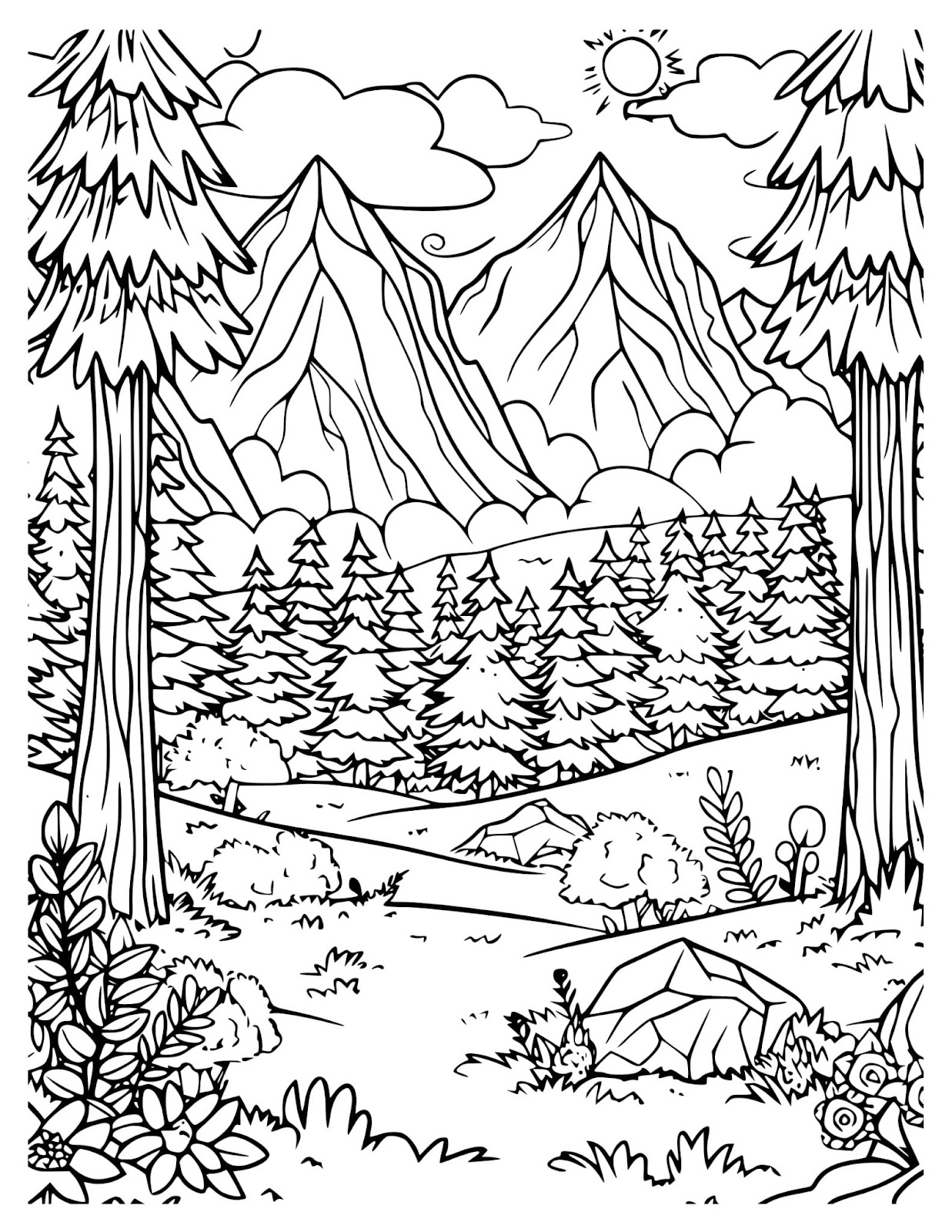 Forest Panorama In Indiana indiana coloring pages