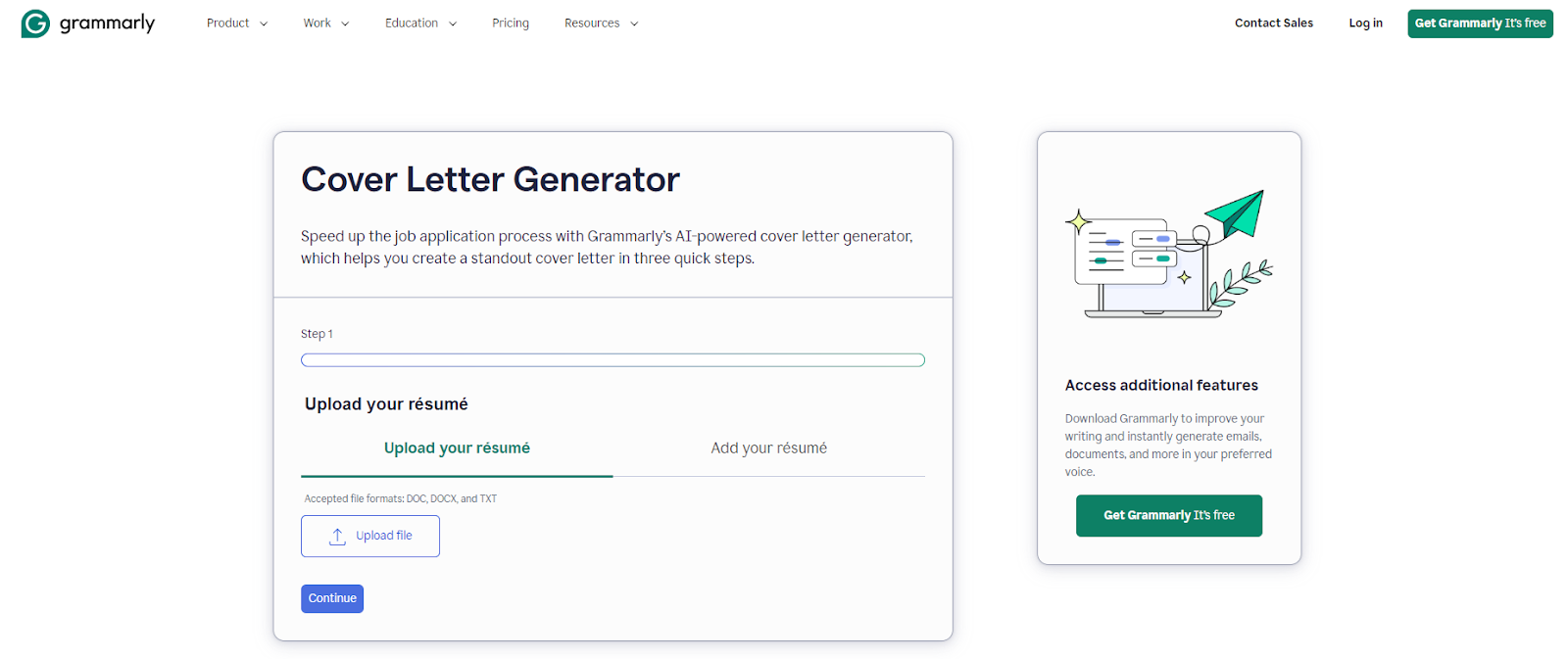 Grammarly AI Cover Letter Generator