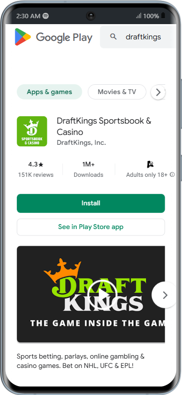 DraftKings app download page