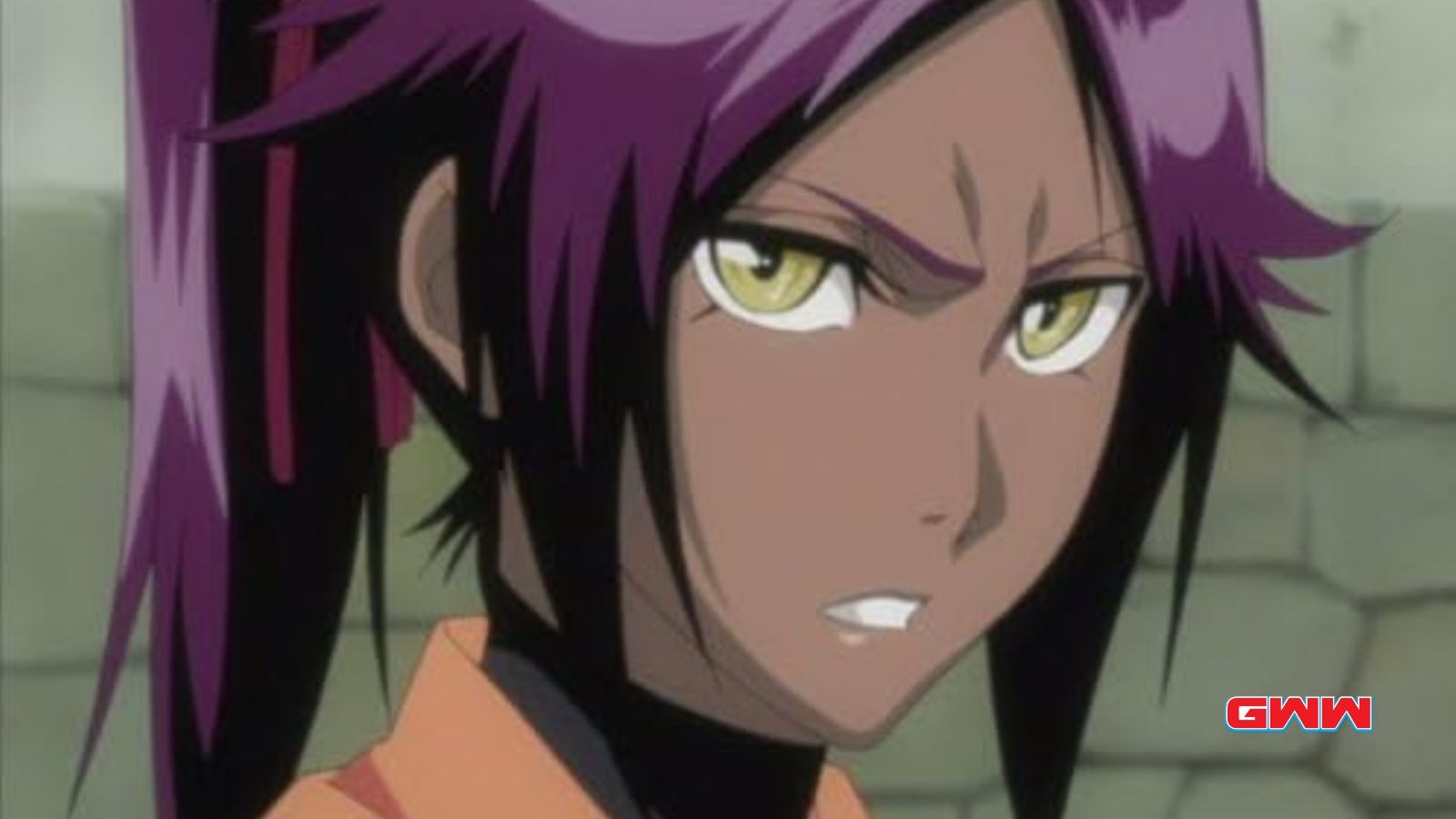 Yoruichi Shihouin looking fierce, black anime characters