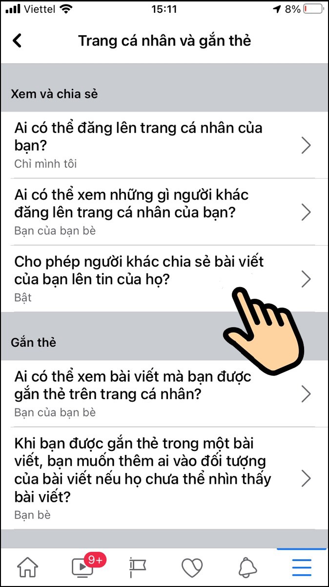 Chọn Cho phép người khác chia sẻ bài viết của bạn lên tin của họ?