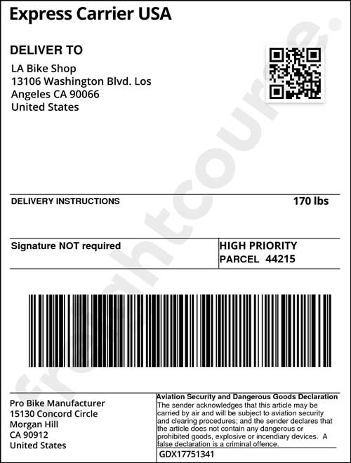 shipping label with carrier website