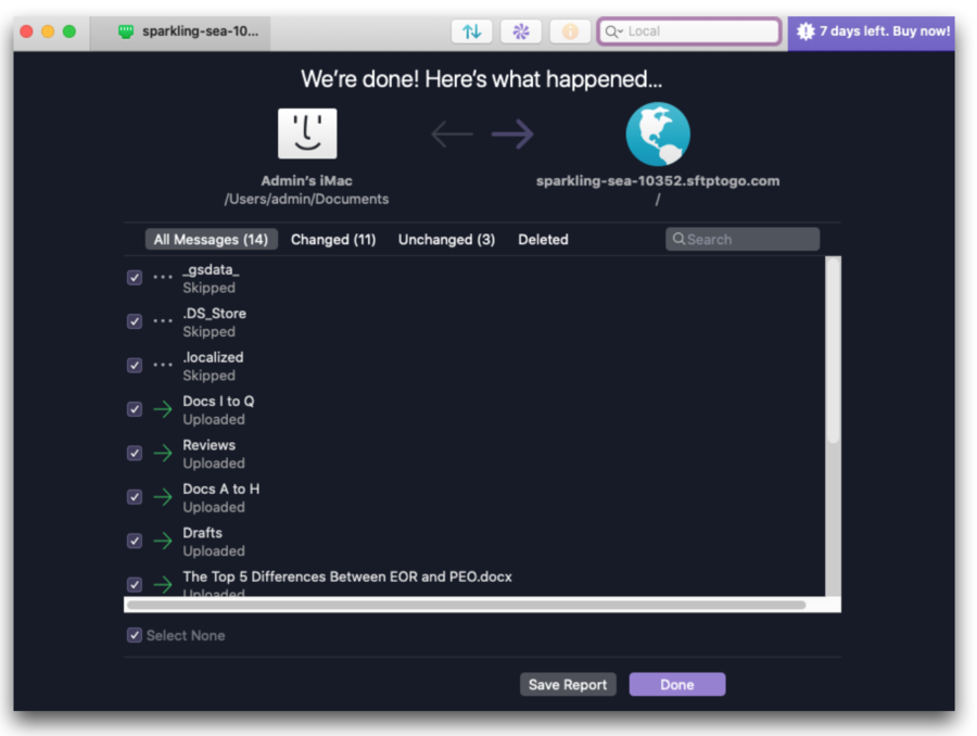 transmit 5 ftp local mac sync