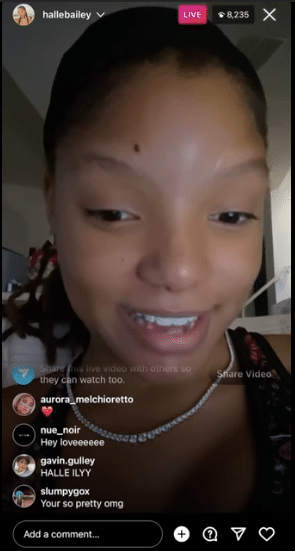 Halle Bailey Instagram live the color purple