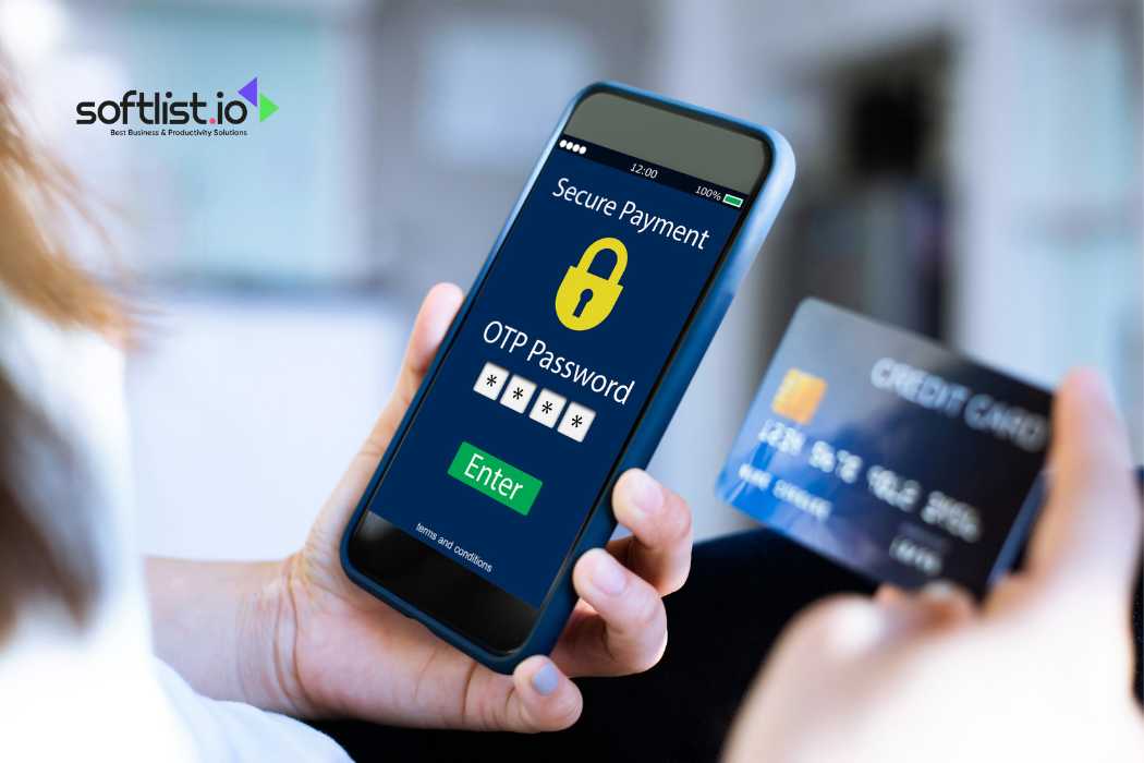 Phone screen showing OTP password for secure payment and credit card