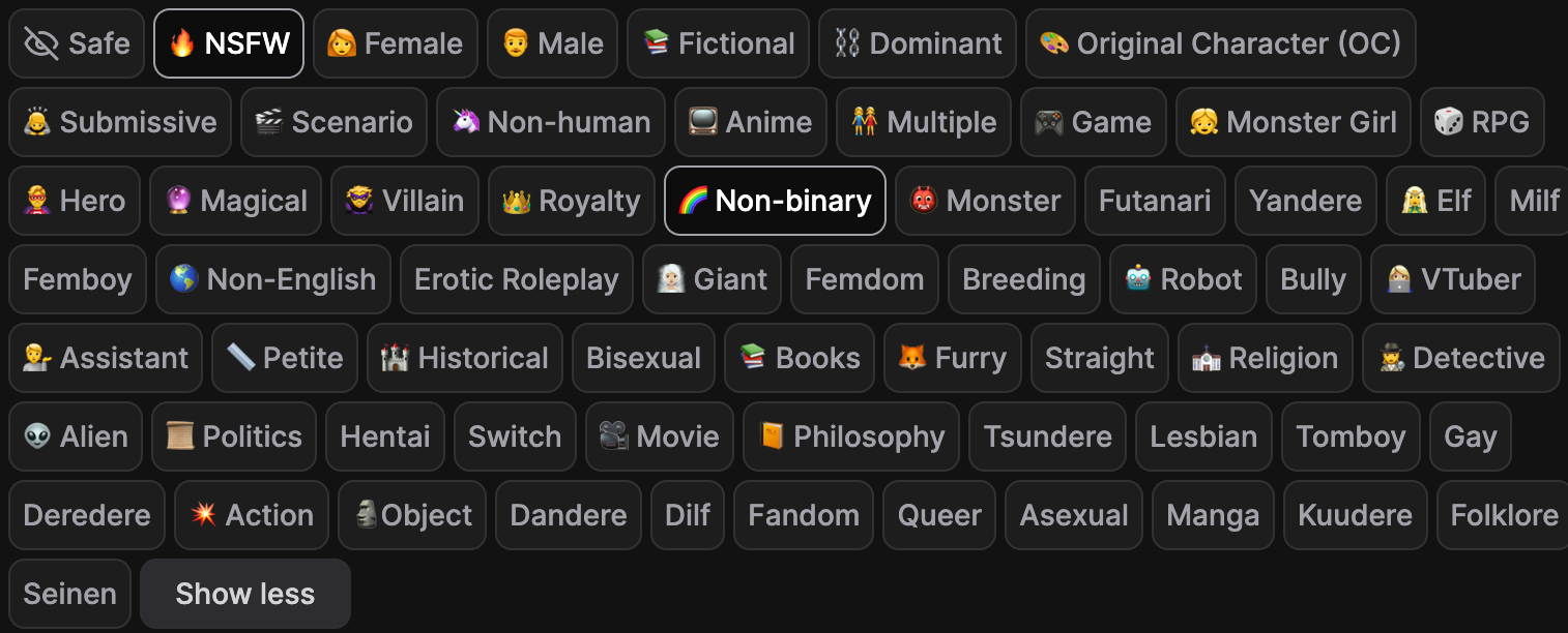 OnlyChar AI character categories