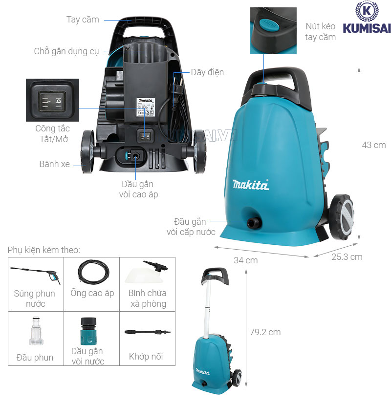 Phụ kiện máy rửa xe Makita đa dạng