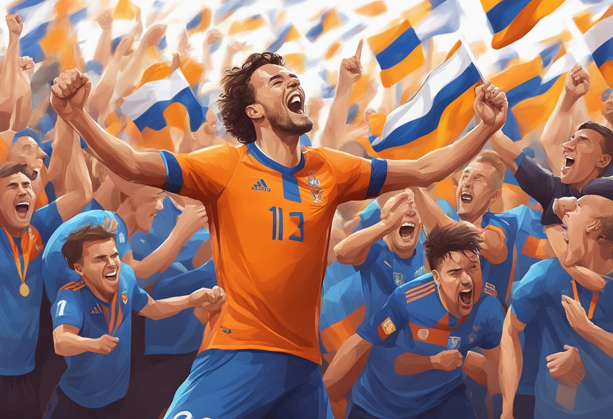 Netherlands celebrates victory over Romania in Euro 2024, with Malen's double securing the win