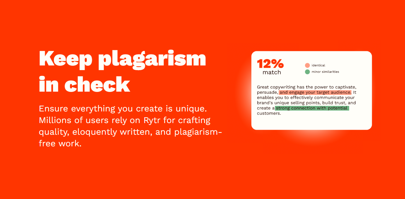 Plagiarism checker in Rytr