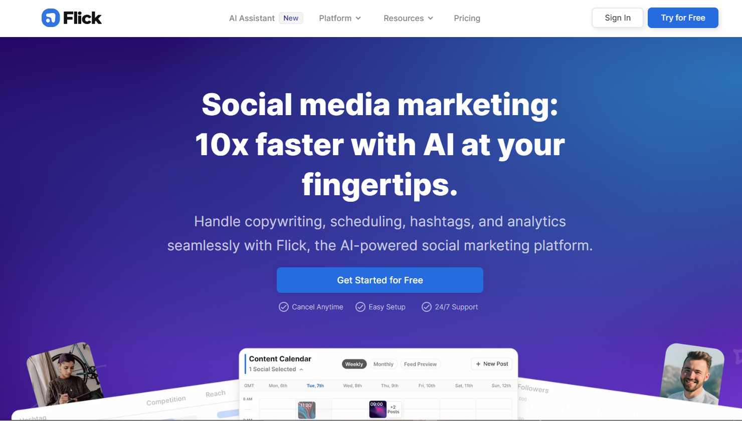 Flick is a unique AI-powered social media content creation tool, empowering social media managers with its innovative features. 