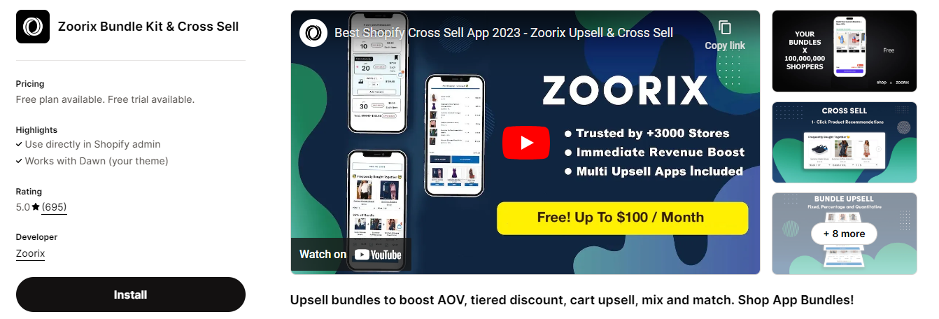 Zoorix cross-sell Shopify app