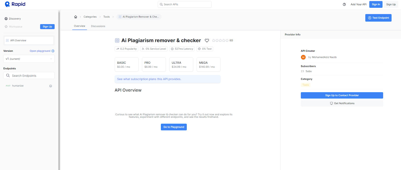 AI Plagiarism Remover Checker by RapidAPI