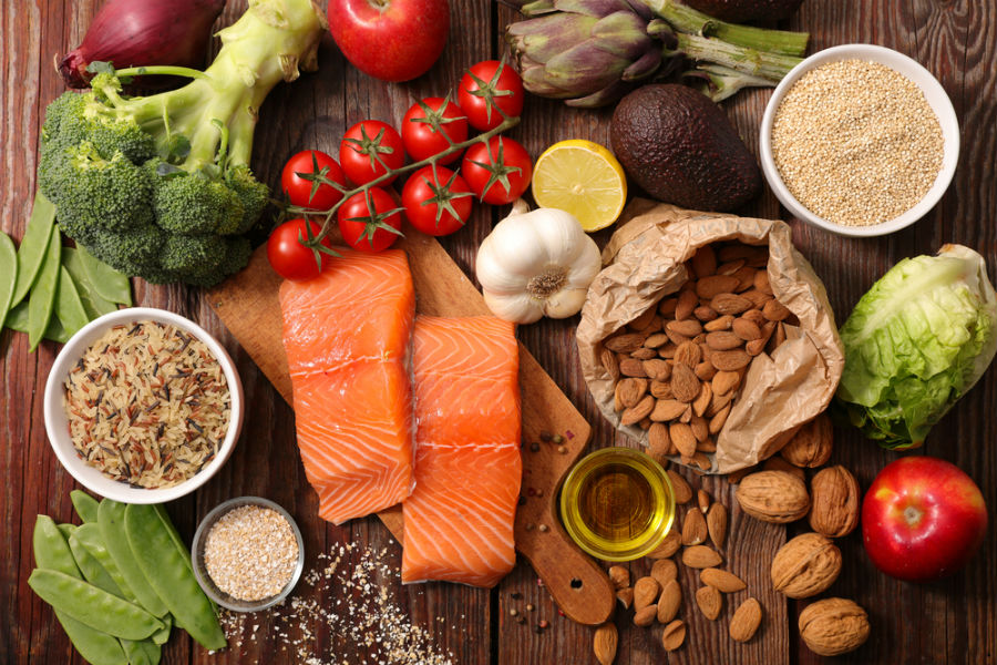 Food on cutting board 