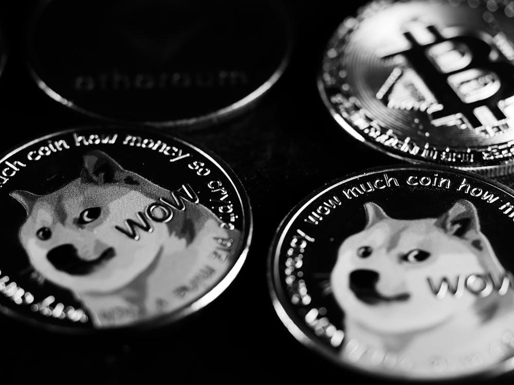 Free Grayscale Photo of Crypto Coins Stock Photo