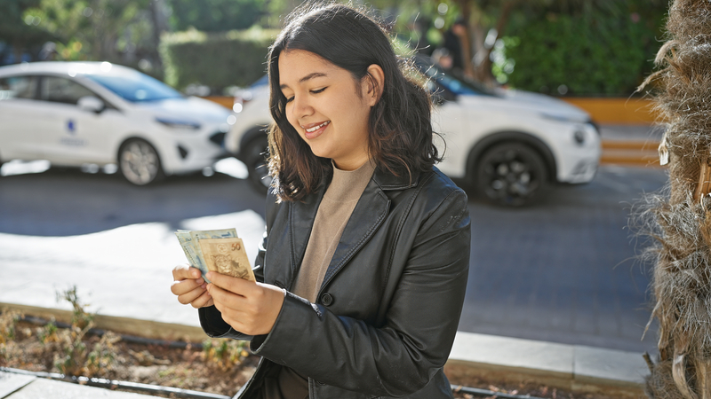 woman with cash