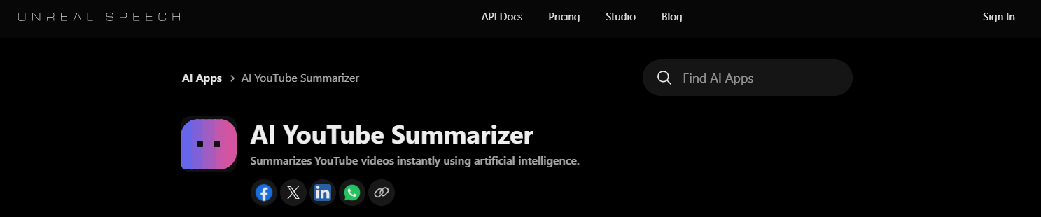UnrealSpeech AI YouTube Summarizer