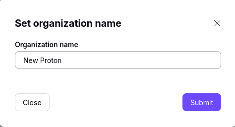 Set a name for your new organization