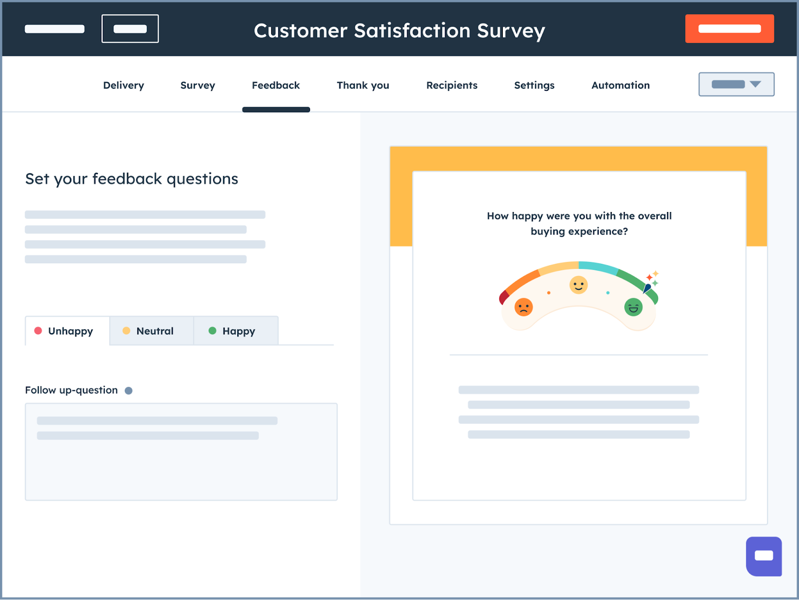 HubSpot Service Hub customer satisfaction survey dashboard