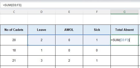 Excel SUM Function