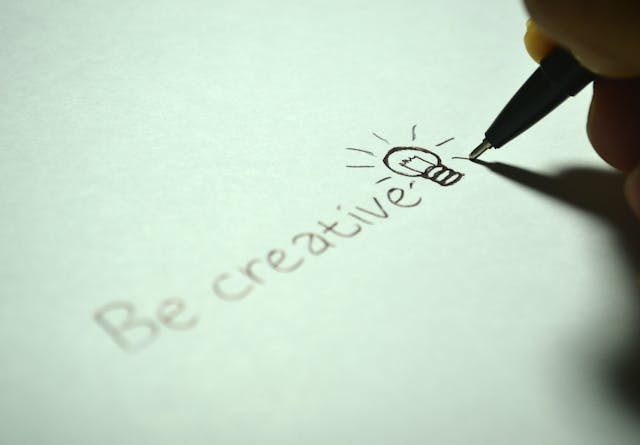 An illustartion showing the words 'Be Creative'