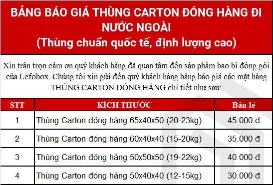 Thùng carton đóng hàng đi máy bay quận 3