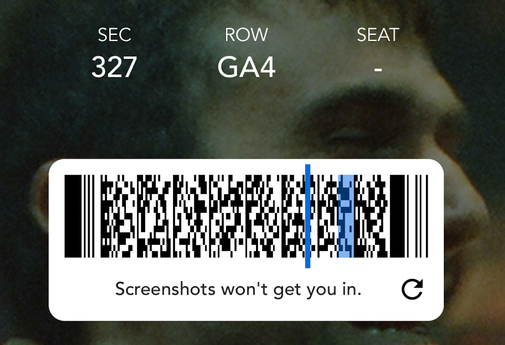 A digital ticket barcode