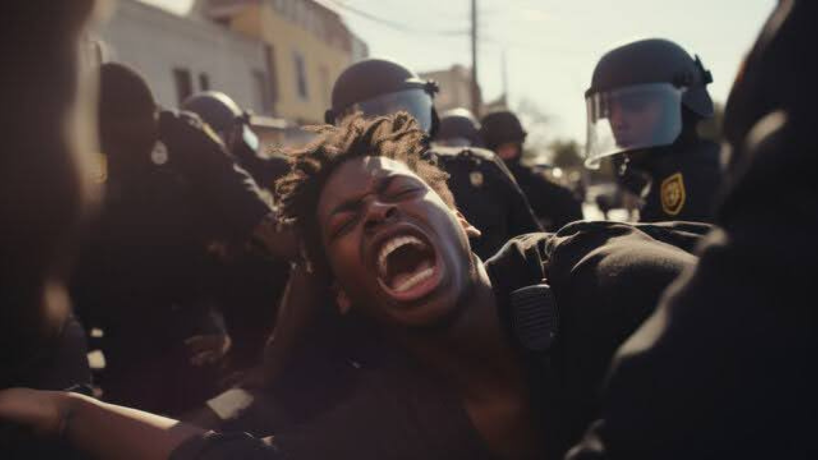 person being arrested in a riot