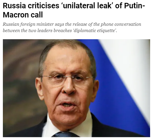 روسيا تنتقد التسريب أحادي الجانب لمكالمة بوتين وماكرون
