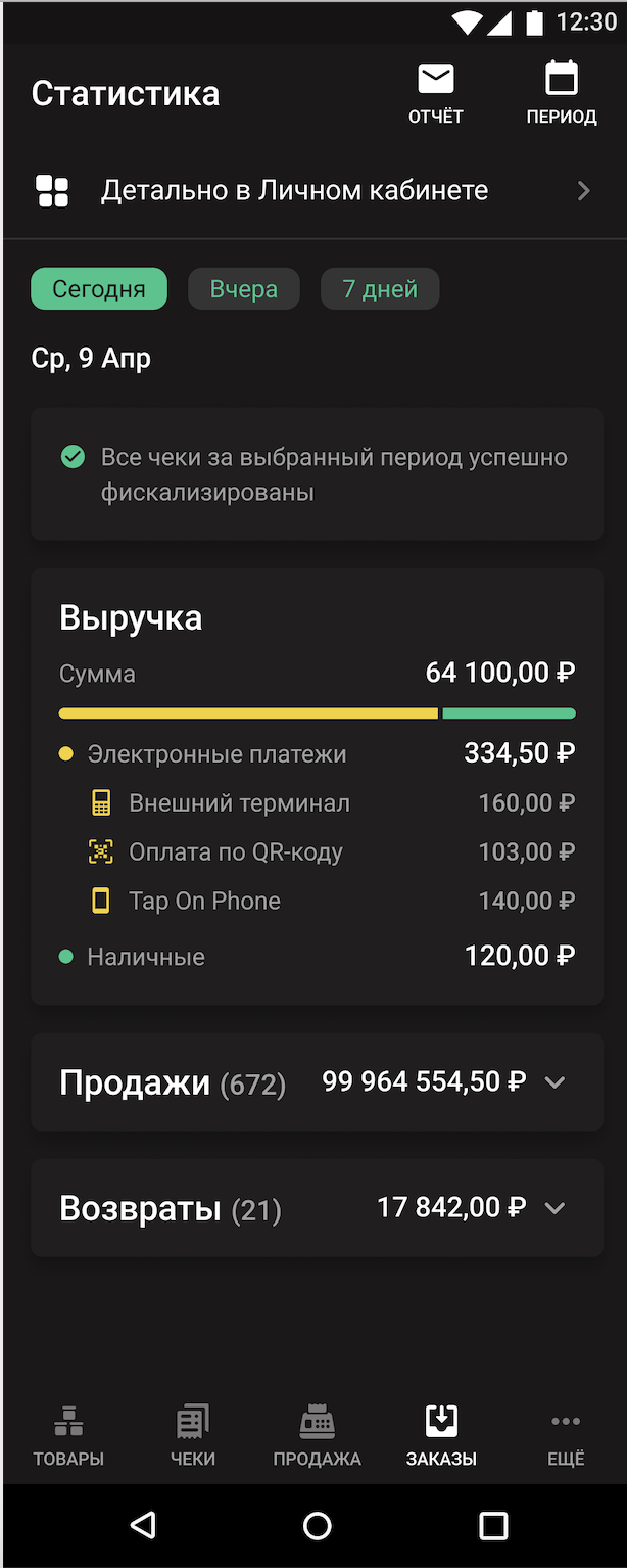 Как посмотреть статистику продаж в «Мобильном кассире» | База знаний Эвотора