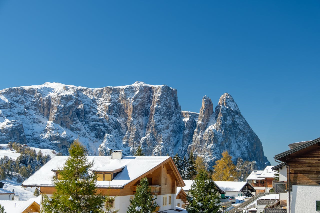 a village in snow-covered mountains