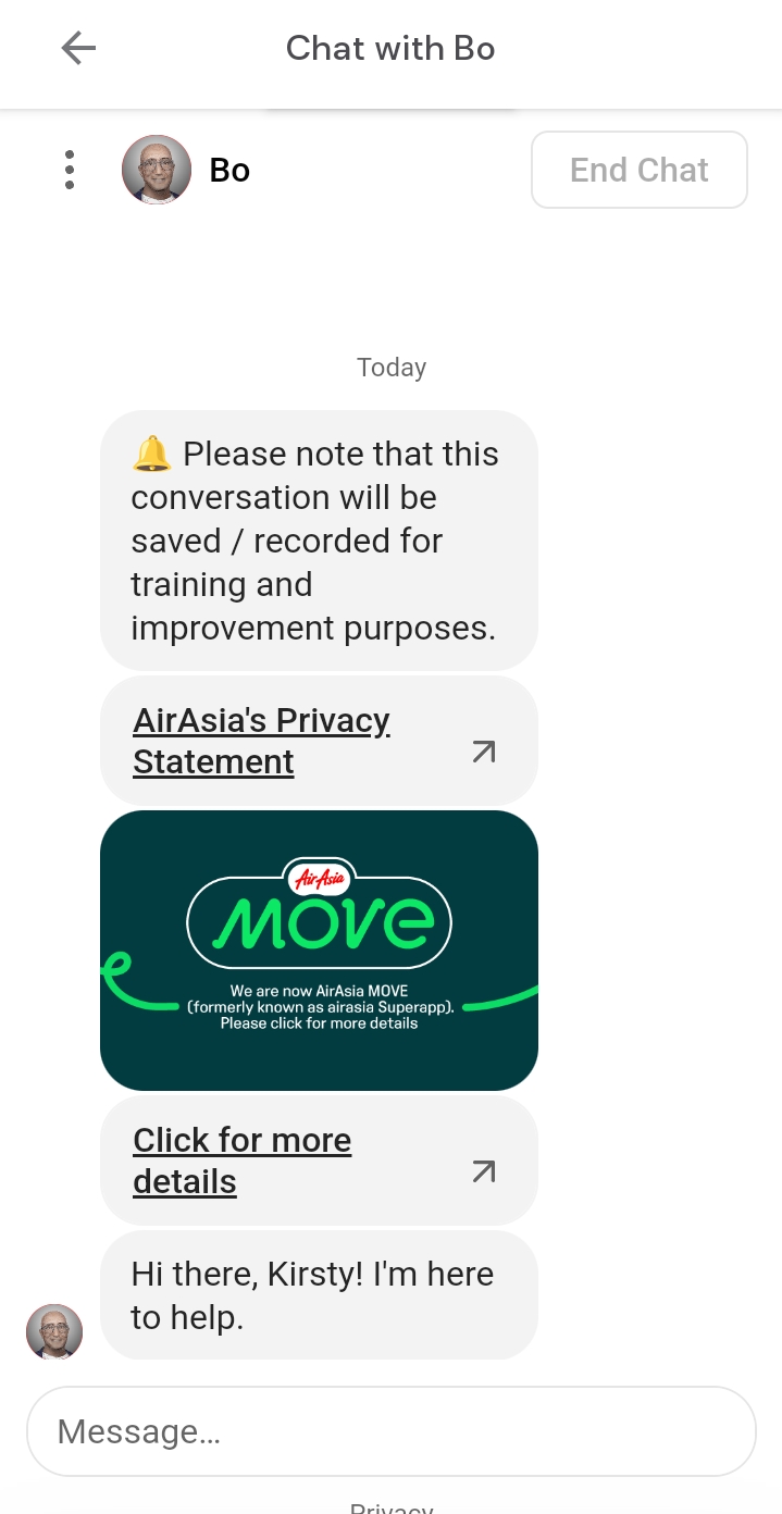 ai for social media marketing - chatbot example from AirAsia