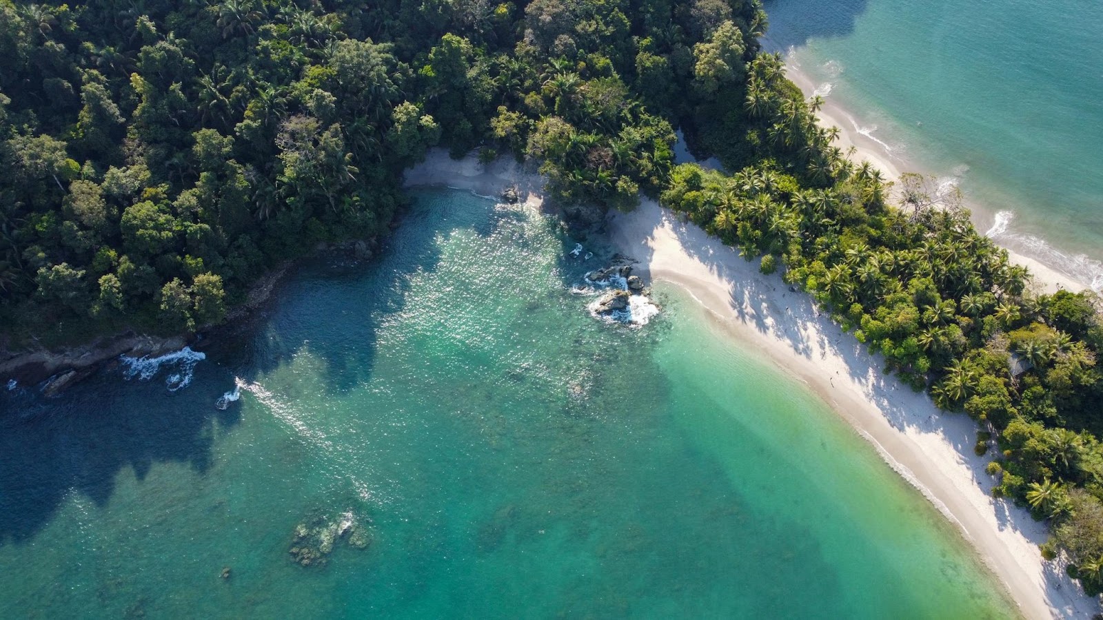 Crystal clear waters and rainforest in Costa Rica.
