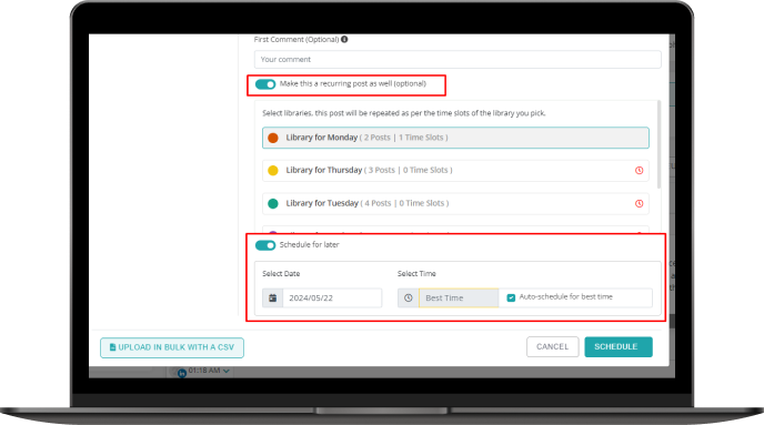 Advance Scheduling Options