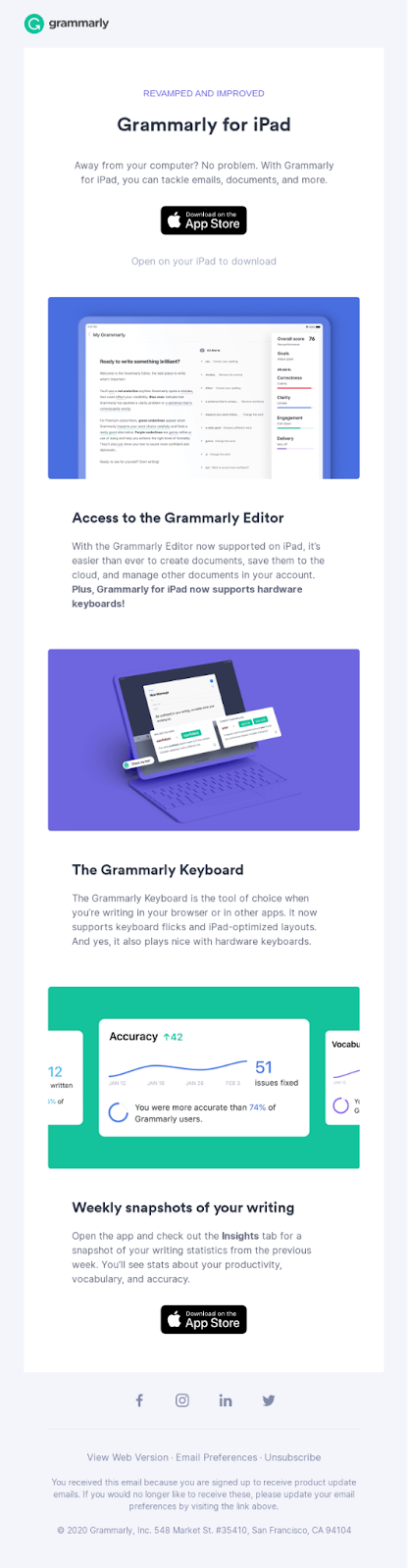 Grammarly cross-sell email example