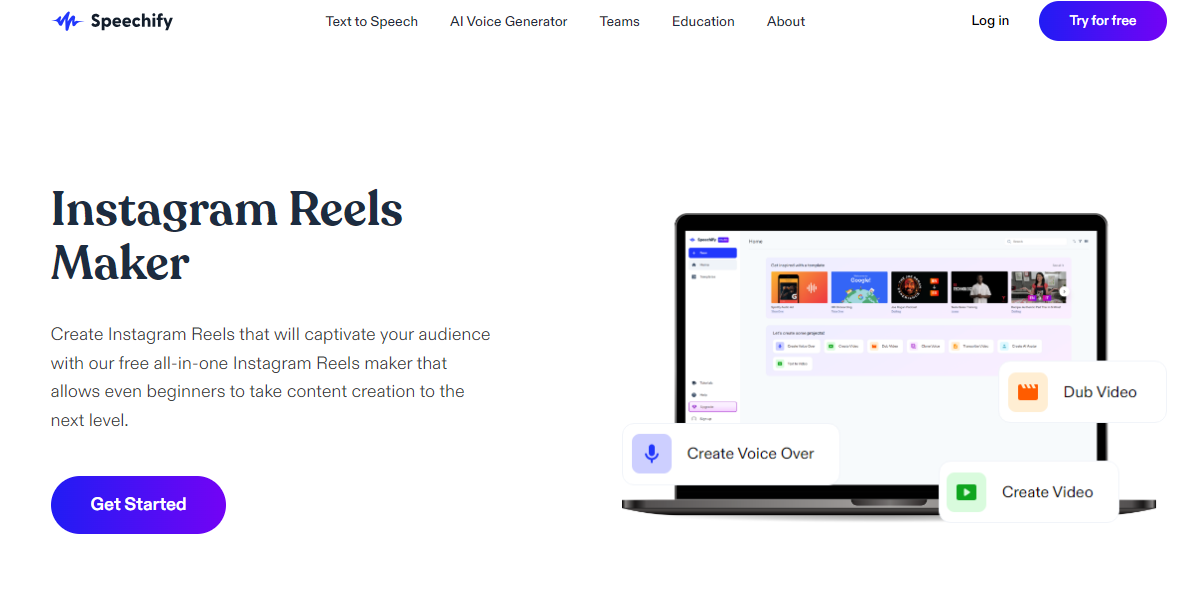 Speechify Studio Instagram Reels Maker