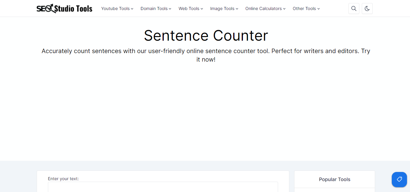 SEOStudioTools.com Sentence Counter