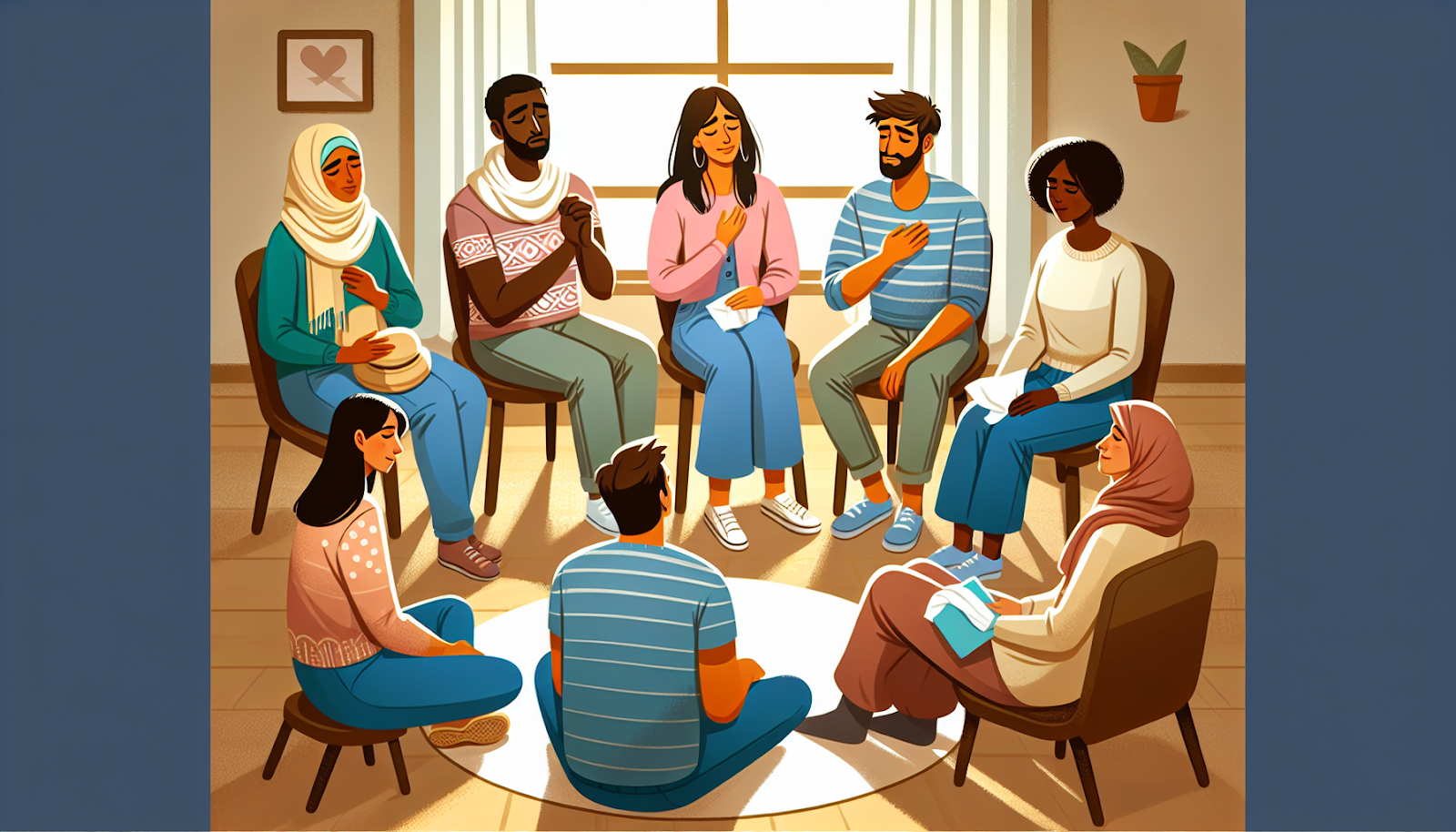 Illustration depicting the benefits of joining a support group