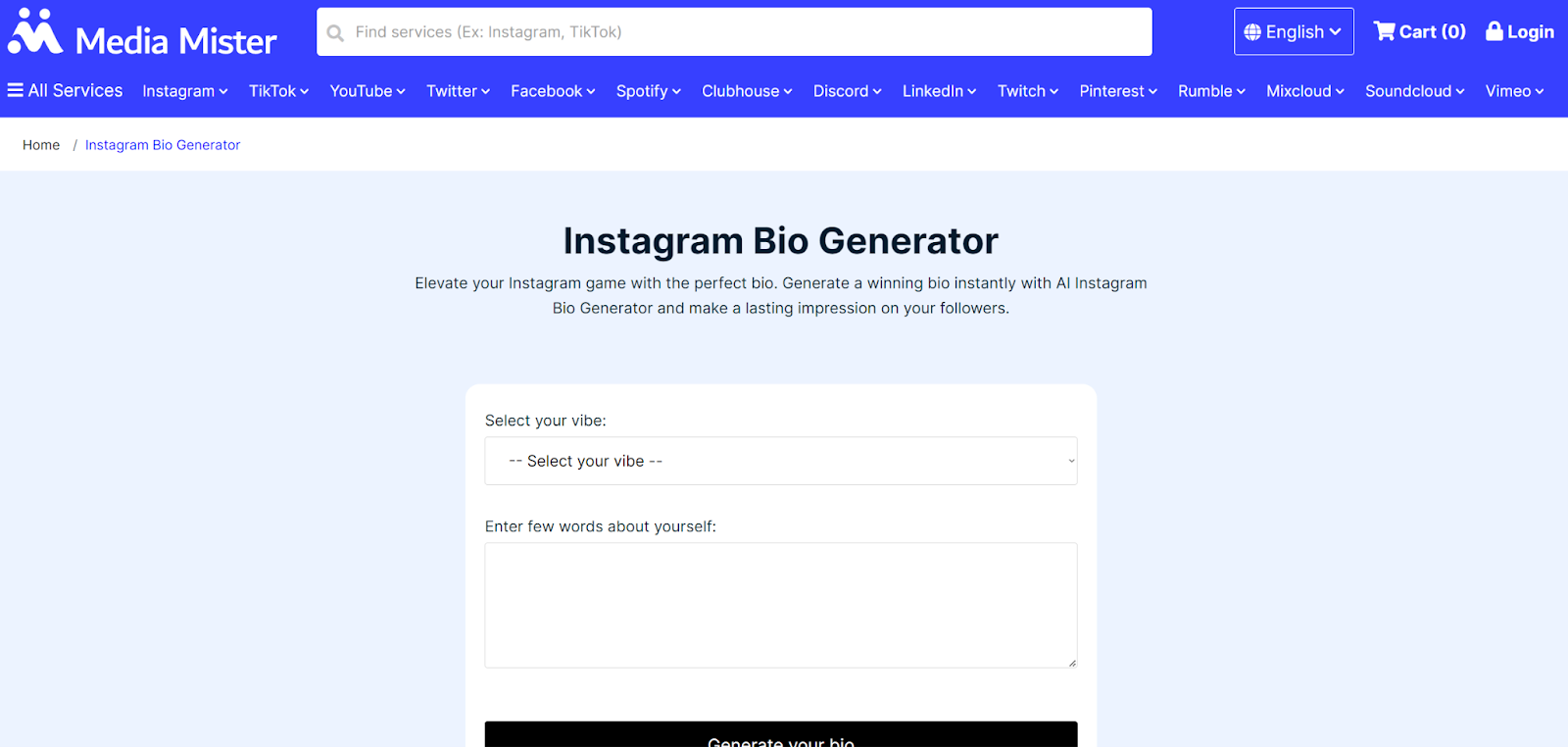 Media Mister - Free Instagram Bio Generator